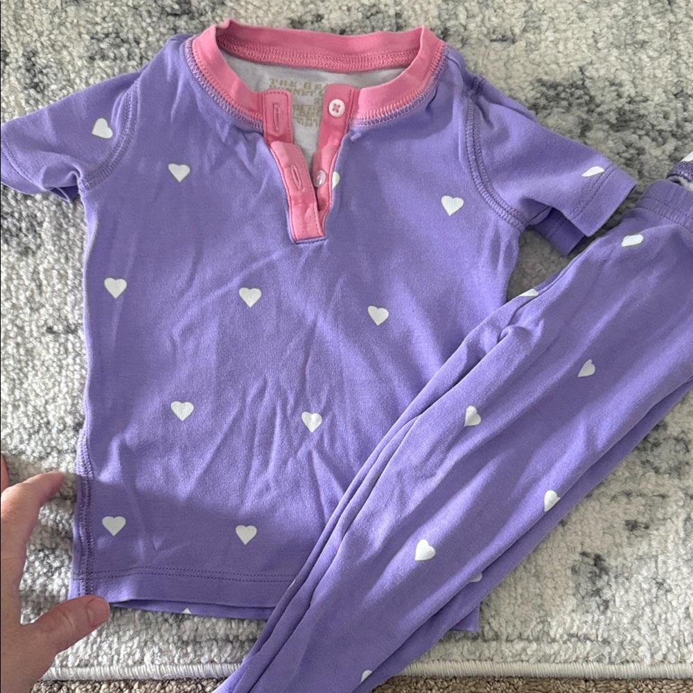 The Beaufort Bonnet Company Purple Pajama Set with White Hearts